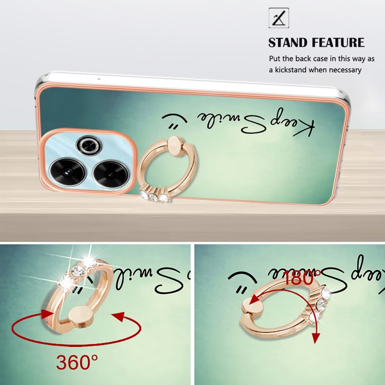 For Redmi 13 4G Electroplating Dual-side IMD Phone Case with Ring Holder