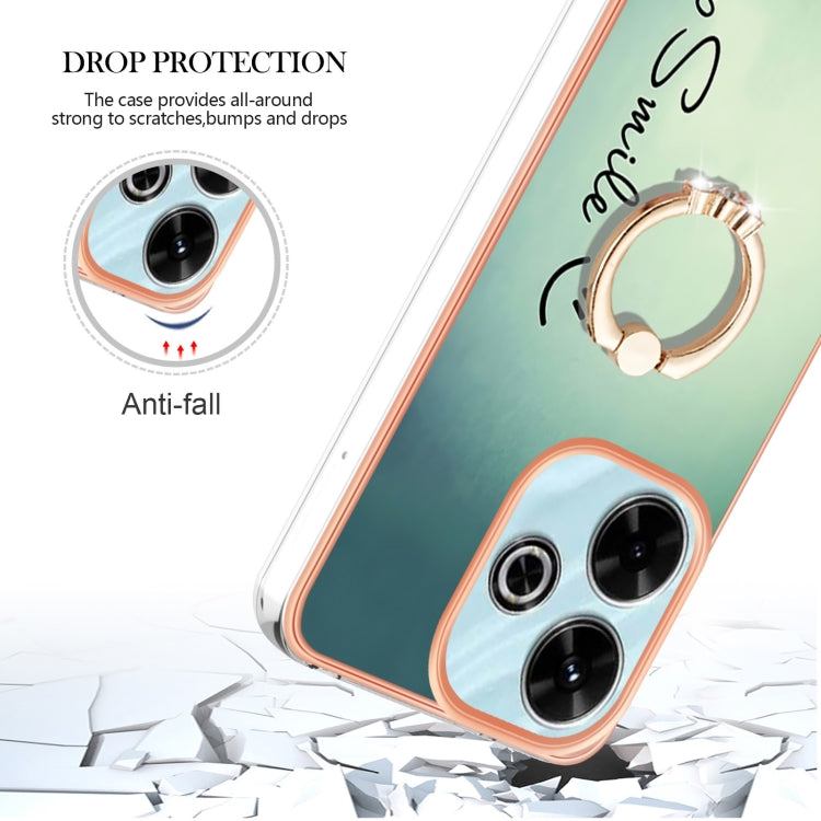 For Redmi 13 4G Electroplating Dual-side IMD Phone Case with Ring Holder