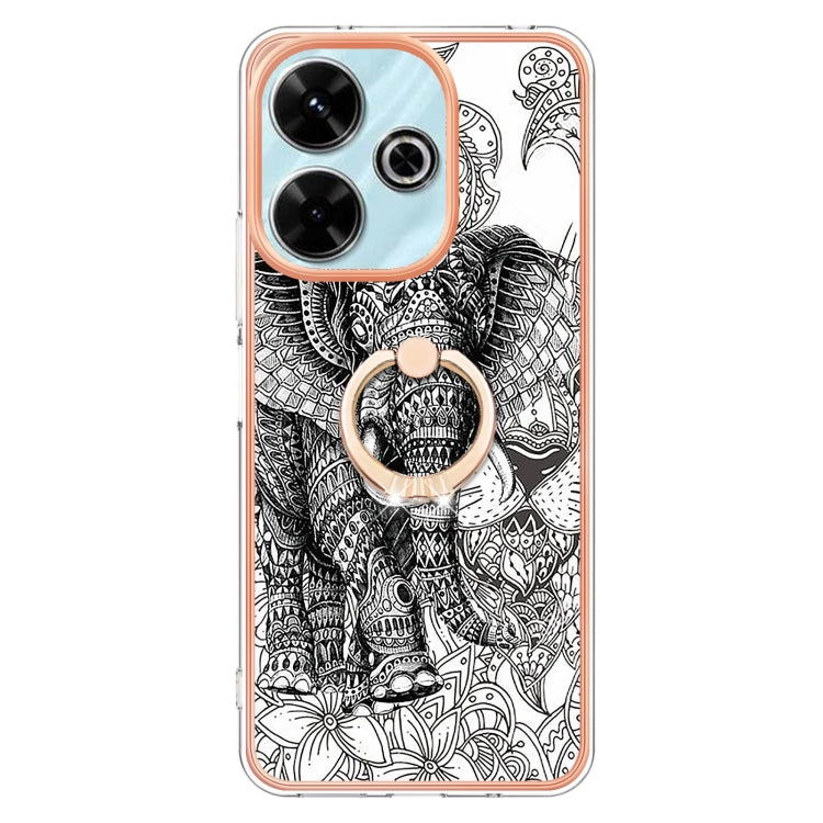 For Redmi 13 4G Electroplating Dual-side IMD Phone Case with Ring Holder