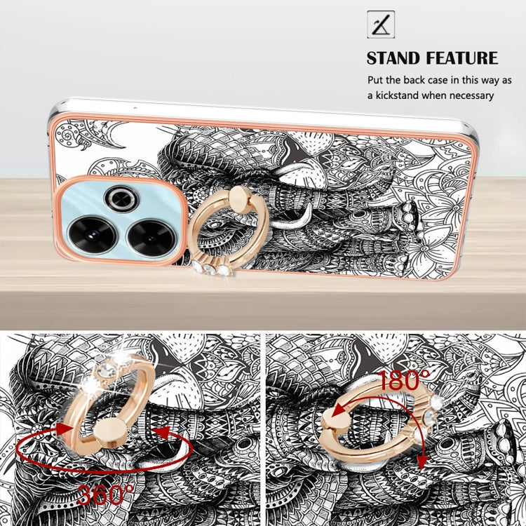 For Redmi 13 4G Electroplating Dual-side IMD Phone Case with Ring Holder