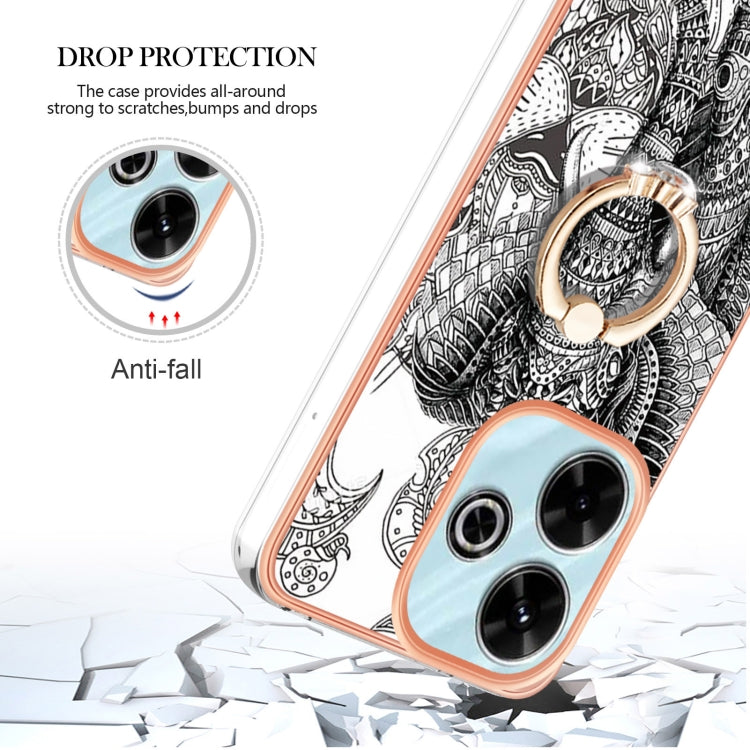 For Redmi 13 4G Electroplating Dual-side IMD Phone Case with Ring Holder