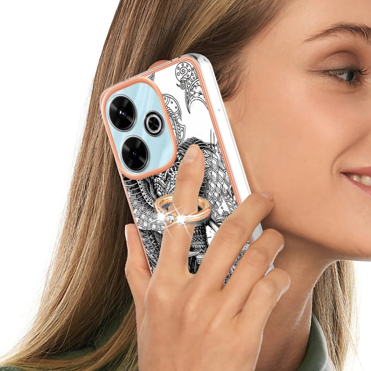 For Redmi 13 4G Electroplating Dual-side IMD Phone Case with Ring Holder