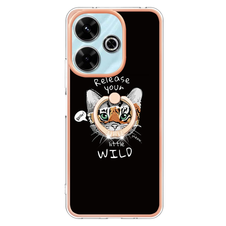 For Redmi 13 4G Electroplating Dual-side IMD Phone Case with Ring Holder