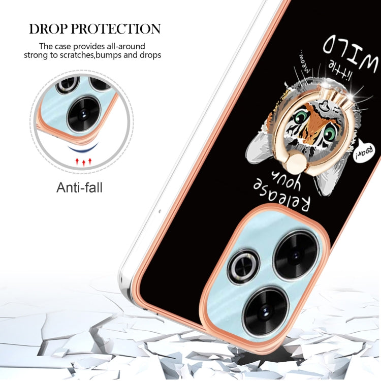 For Redmi 13 4G Electroplating Dual-side IMD Phone Case with Ring Holder