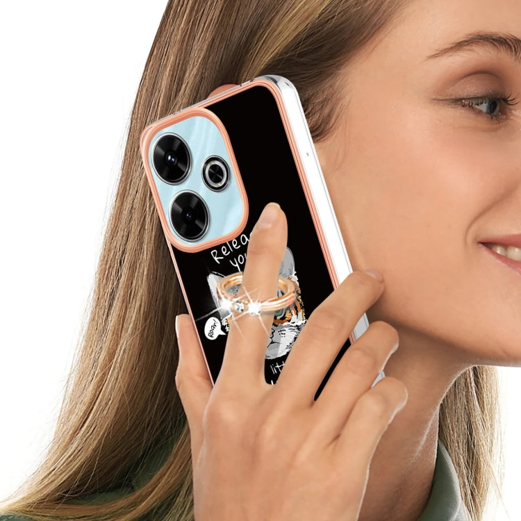 For Redmi 13 4G Electroplating Dual-side IMD Phone Case with Ring Holder