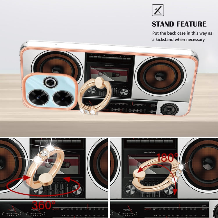 For Redmi 13 4G Electroplating Dual-side IMD Phone Case with Ring Holder