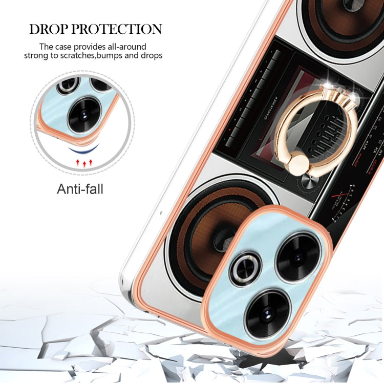 For Redmi 13 4G Electroplating Dual-side IMD Phone Case with Ring Holder