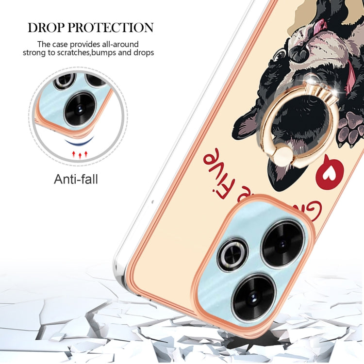 For Redmi 13 4G Electroplating Dual-side IMD Phone Case with Ring Holder