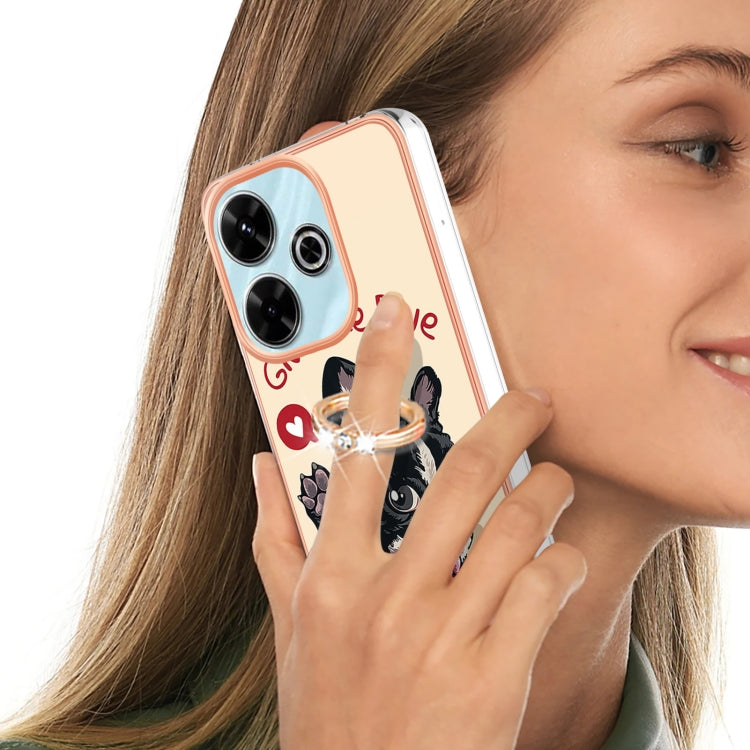 For Redmi 13 4G Electroplating Dual-side IMD Phone Case with Ring Holder