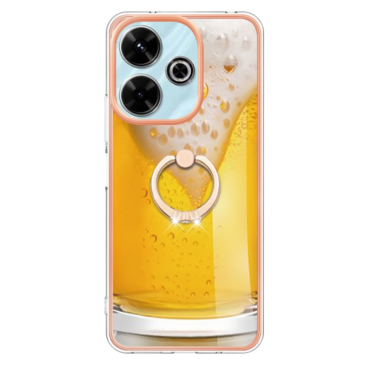 For Redmi 13 4G Electroplating Dual-side IMD Phone Case with Ring Holder