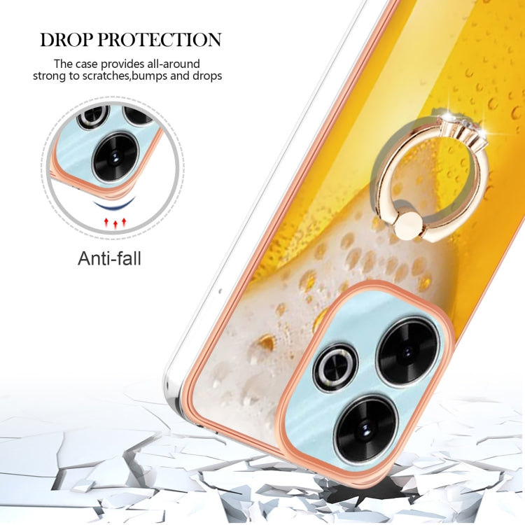 For Redmi 13 4G Electroplating Dual-side IMD Phone Case with Ring Holder