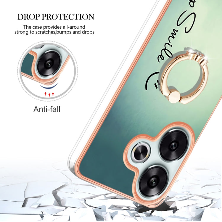 For Xiaomi Poco F6 5G Electroplating Dual-side IMD Phone Case with Ring Holder