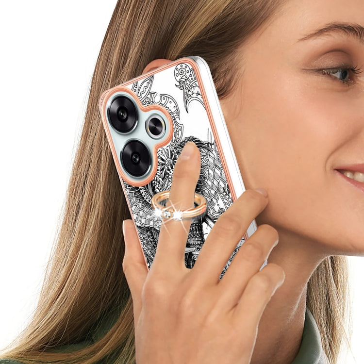 For Xiaomi Poco F6 5G Electroplating Dual-side IMD Phone Case with Ring Holder