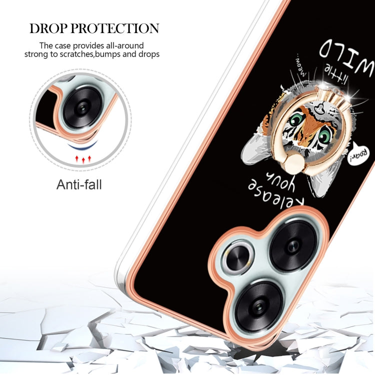 For Xiaomi Poco F6 5G Electroplating Dual-side IMD Phone Case with Ring Holder