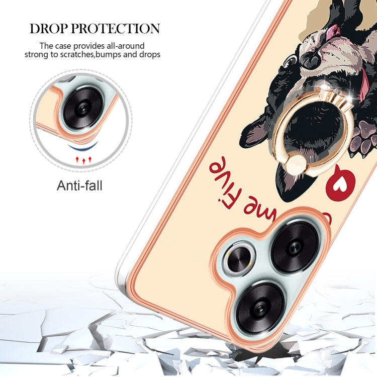 For Xiaomi Poco F6 5G Electroplating Dual-side IMD Phone Case with Ring Holder