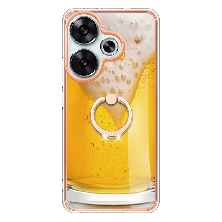 For Xiaomi Poco F6 5G Electroplating Dual-side IMD Phone Case with Ring Holder