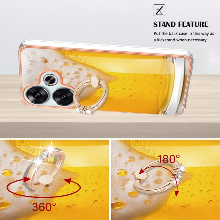 For Xiaomi Poco F6 5G Electroplating Dual-side IMD Phone Case with Ring Holder