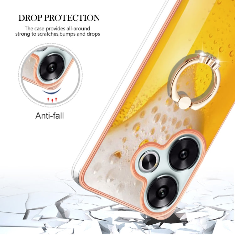 For Xiaomi Poco F6 5G Electroplating Dual-side IMD Phone Case with Ring Holder