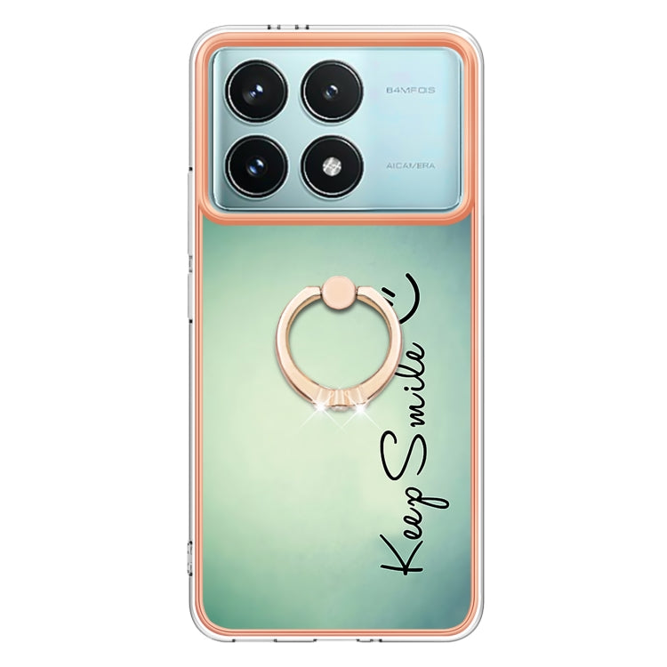 For Xiaomi Poco F6 Pro 5G Electroplating Dual-side IMD Phone Case with Ring Holder