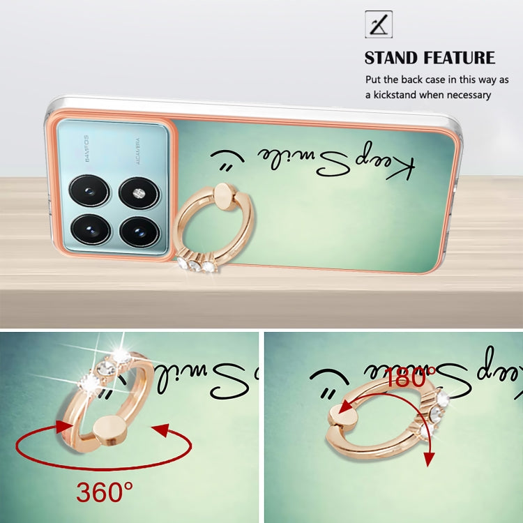 For Xiaomi Poco F6 Pro 5G Electroplating Dual-side IMD Phone Case with Ring Holder