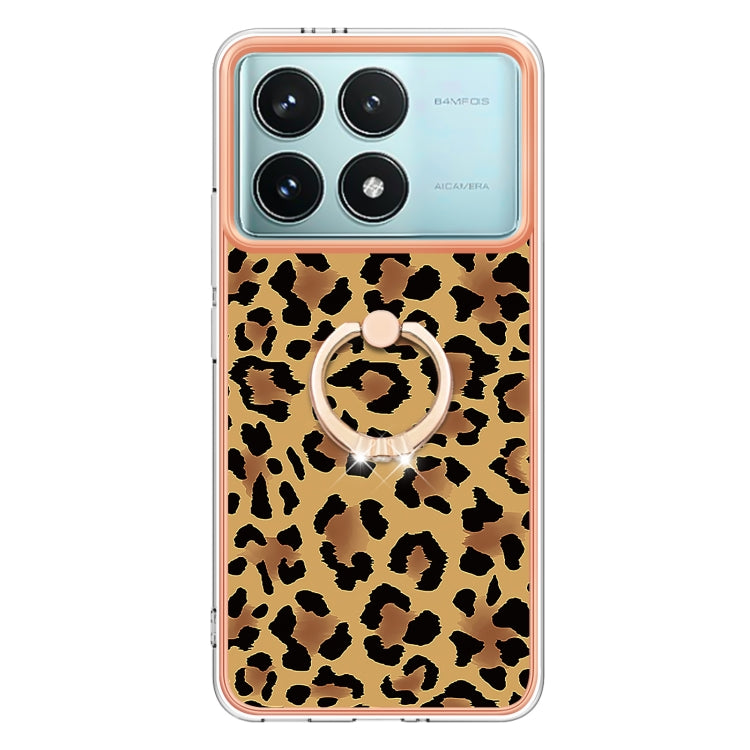 For Xiaomi Poco F6 Pro 5G Electroplating Dual-side IMD Phone Case with Ring Holder