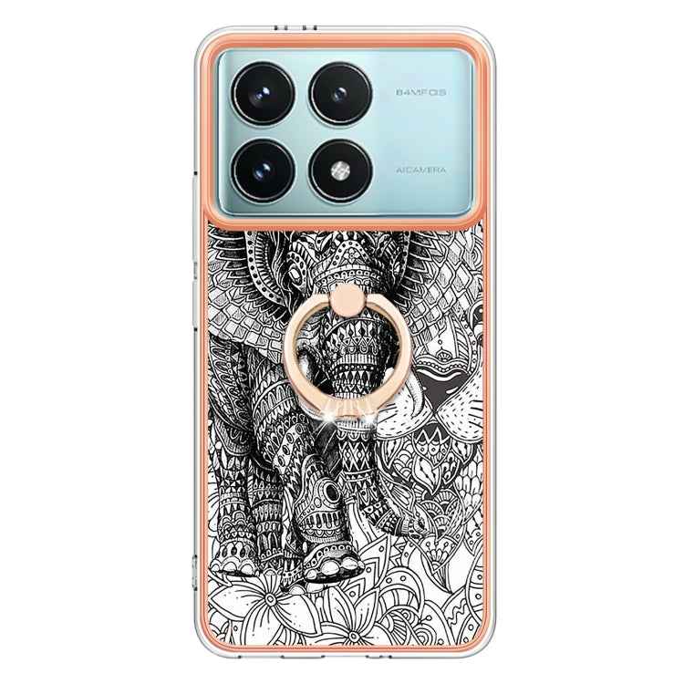 For Xiaomi Poco F6 Pro 5G Electroplating Dual-side IMD Phone Case with Ring Holder