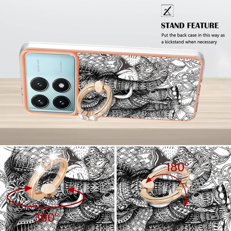 For Xiaomi Poco F6 Pro 5G Electroplating Dual-side IMD Phone Case with Ring Holder
