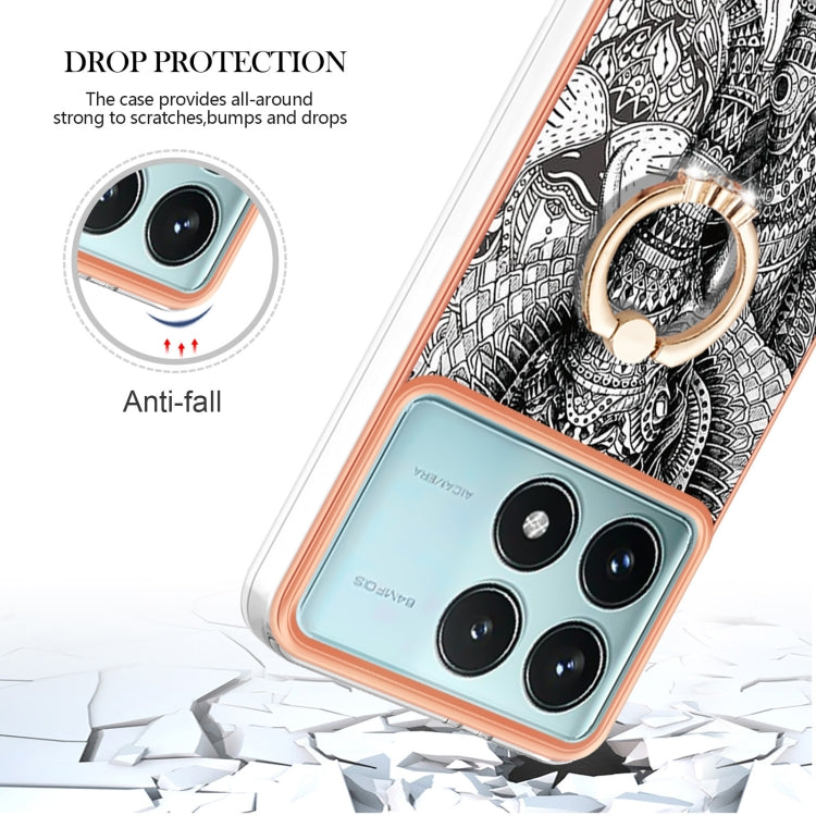 For Xiaomi Poco F6 Pro 5G Electroplating Dual-side IMD Phone Case with Ring Holder