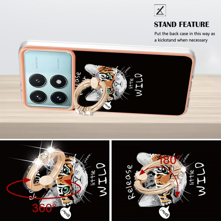 For Xiaomi Poco F6 Pro 5G Electroplating Dual-side IMD Phone Case with Ring Holder