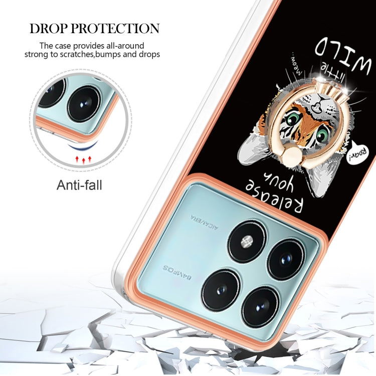 For Xiaomi Poco F6 Pro 5G Electroplating Dual-side IMD Phone Case with Ring Holder
