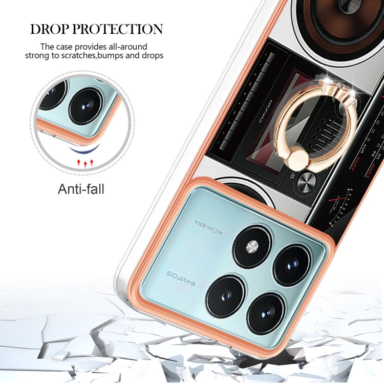 For Xiaomi Poco F6 Pro 5G Electroplating Dual-side IMD Phone Case with Ring Holder