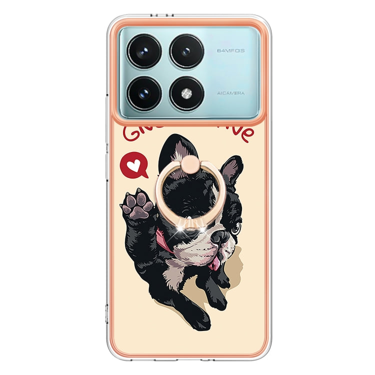 For Xiaomi Poco F6 Pro 5G Electroplating Dual-side IMD Phone Case with Ring Holder