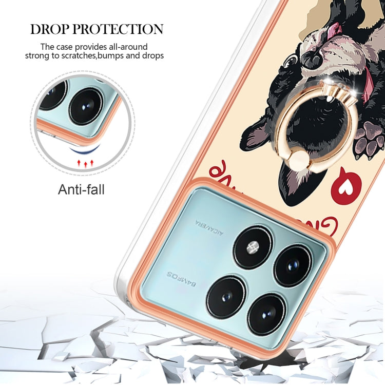 For Xiaomi Poco F6 Pro 5G Electroplating Dual-side IMD Phone Case with Ring Holder