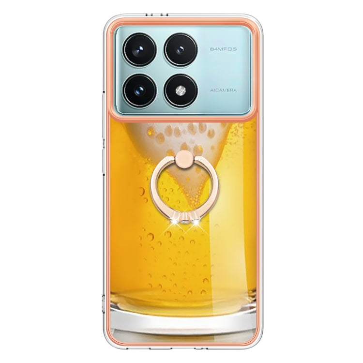 For Xiaomi Poco F6 Pro 5G Electroplating Dual-side IMD Phone Case with Ring Holder