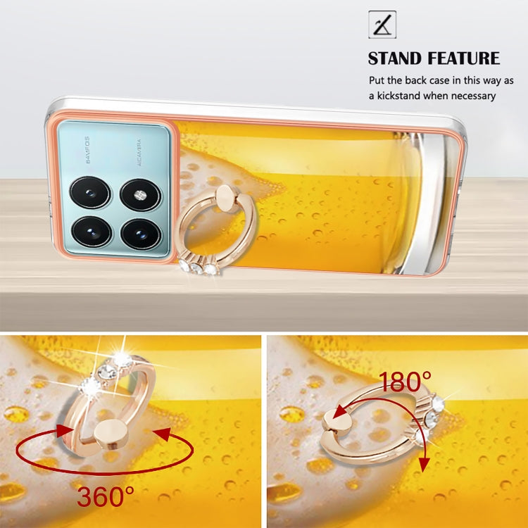For Xiaomi Poco F6 Pro 5G Electroplating Dual-side IMD Phone Case with Ring Holder
