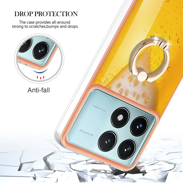 For Xiaomi Poco F6 Pro 5G Electroplating Dual-side IMD Phone Case with Ring Holder