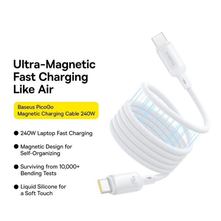 Baseus PicoGo Series 240W Type-C to Type-C Magnetic Liquid Silicone Fast Charging Data Cable, Length: 1m