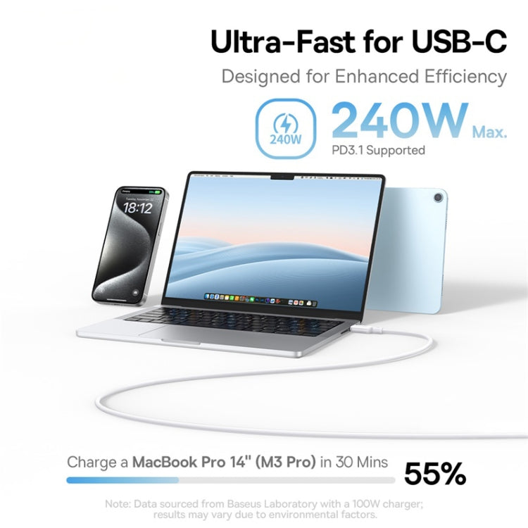 Baseus PicoGo Series 240W Type-C to Type-C Magnetic Liquid Silicone Fast Charging Data Cable, Length: 1m