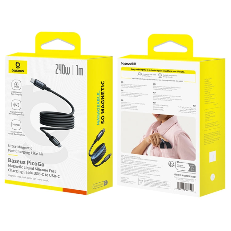 Baseus PicoGo Series 240W Type-C to Type-C Magnetic Liquid Silicone Fast Charging Data Cable, Length: 1m