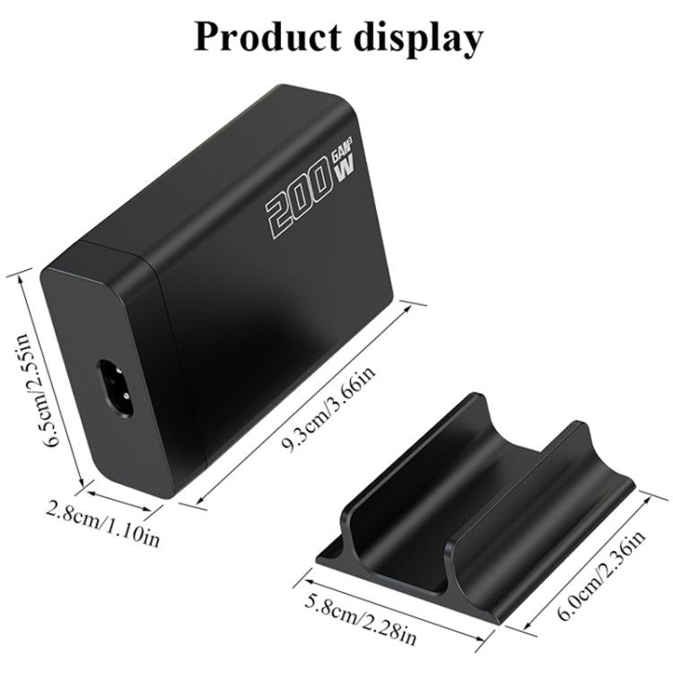 200W GaN 4 Type-C 2 USB Multi Ports Sharing Desktop Charger, Plug:EU Plug