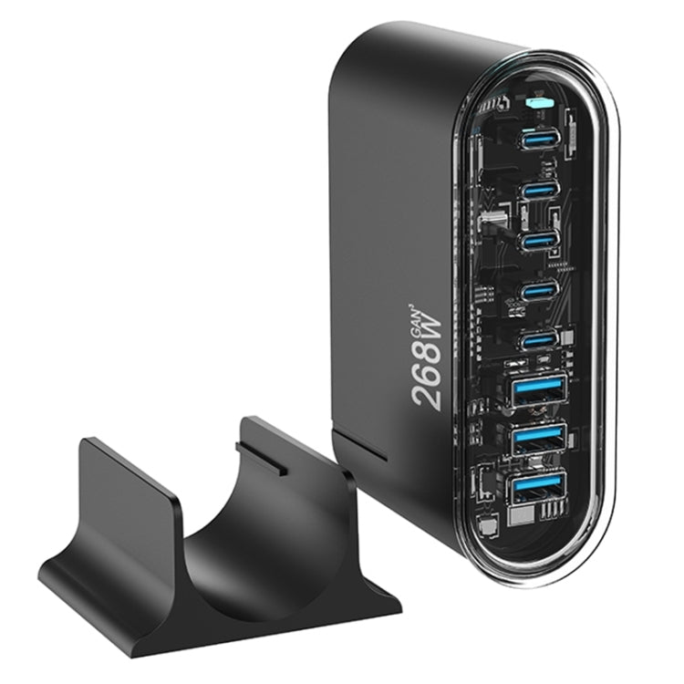 268W GaN 5 Type-C 3 USB Multi Ports Sharing Desktop Charger, Plug:EU Plug