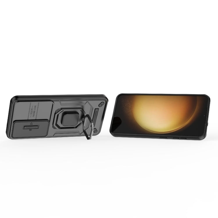 For Samsung Galaxy S25 5G Sliding Camshield TPU + PC Shockproof Phone Case with Holder