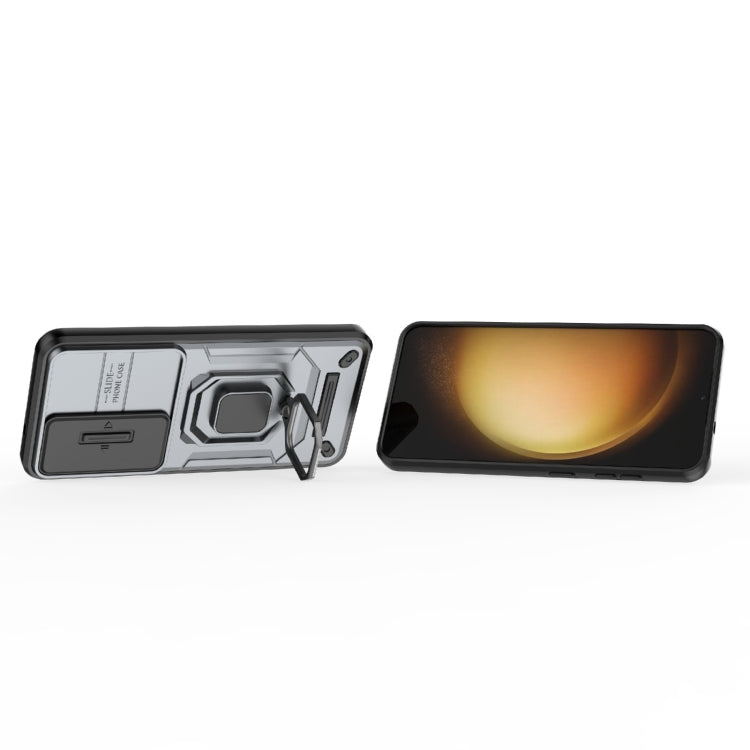 For Samsung Galaxy S25 5G Sliding Camshield TPU + PC Shockproof Phone Case with Holder