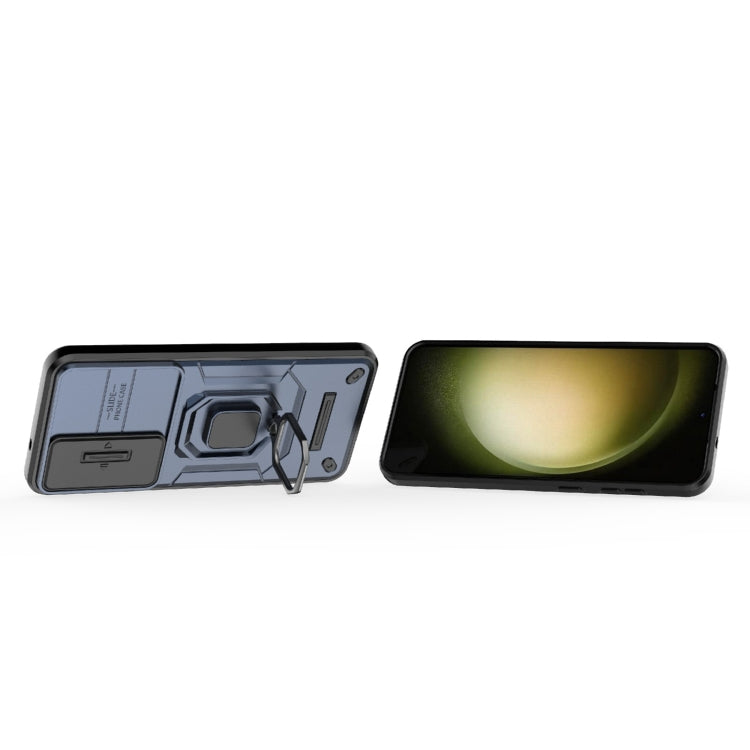 For Samsung Galaxy S25+ 5G Sliding Camshield TPU + PC Shockproof Phone Case with Holder