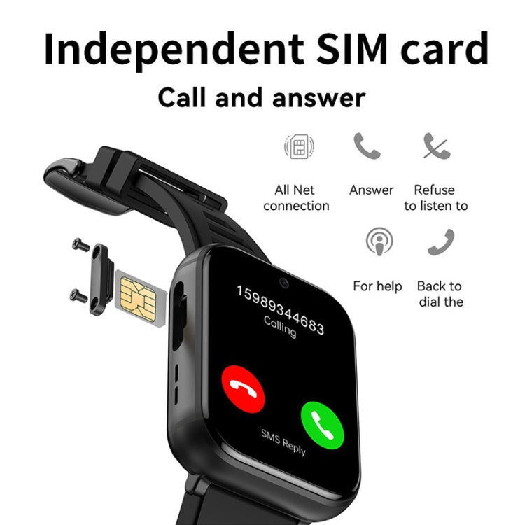 UNIWA DM66 4G Calling Smart Watch, 4GB+64GB, 1.99 inch IPS Screen Android 9.0 Support WiFi GPS