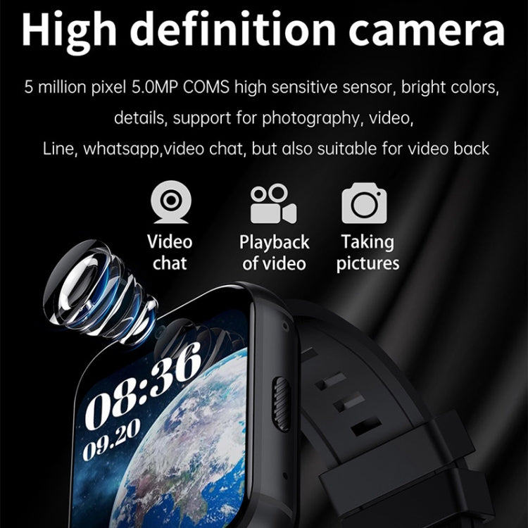 UNIWA DM66 4G Calling Smart Watch, 2GB+16GB, 1.99 inch IPS Screen Android 9.0 Support WiFi GPS