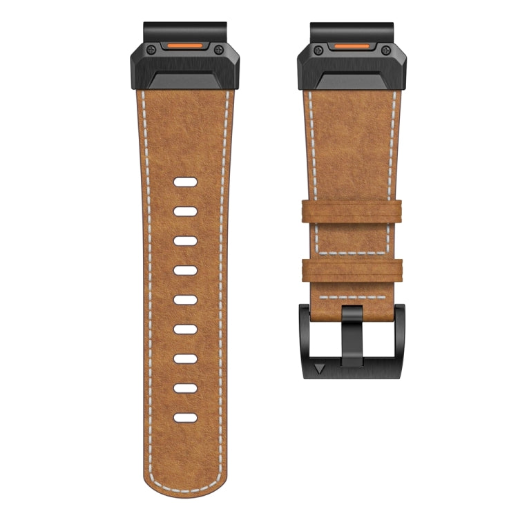 For Garmin 22mm Stainless Steel Quick Release Leather Watch Band