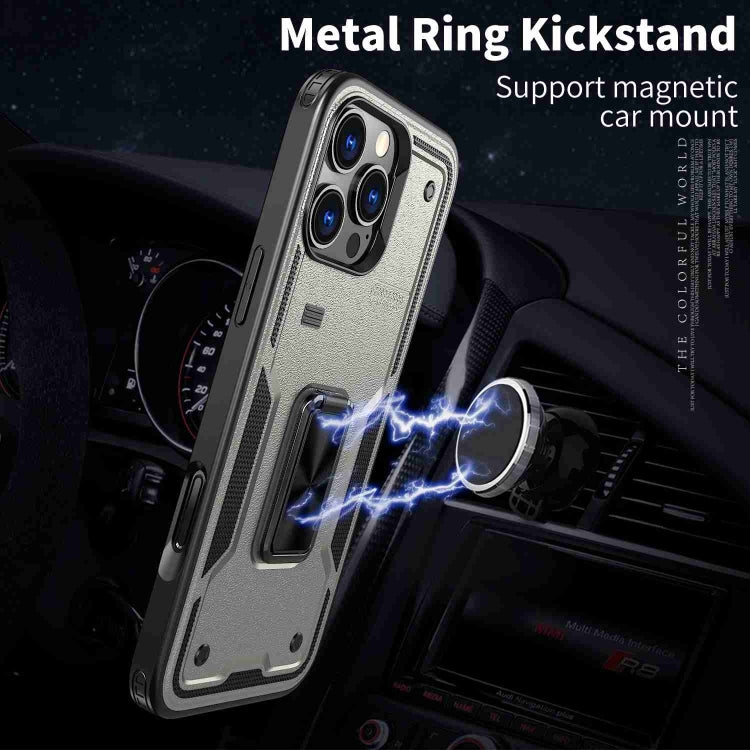 For iPhone 13 Ring Holder PC Hybrid TPU Phone Case