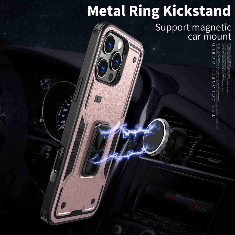 For iPhone 13 Ring Holder PC Hybrid TPU Phone Case