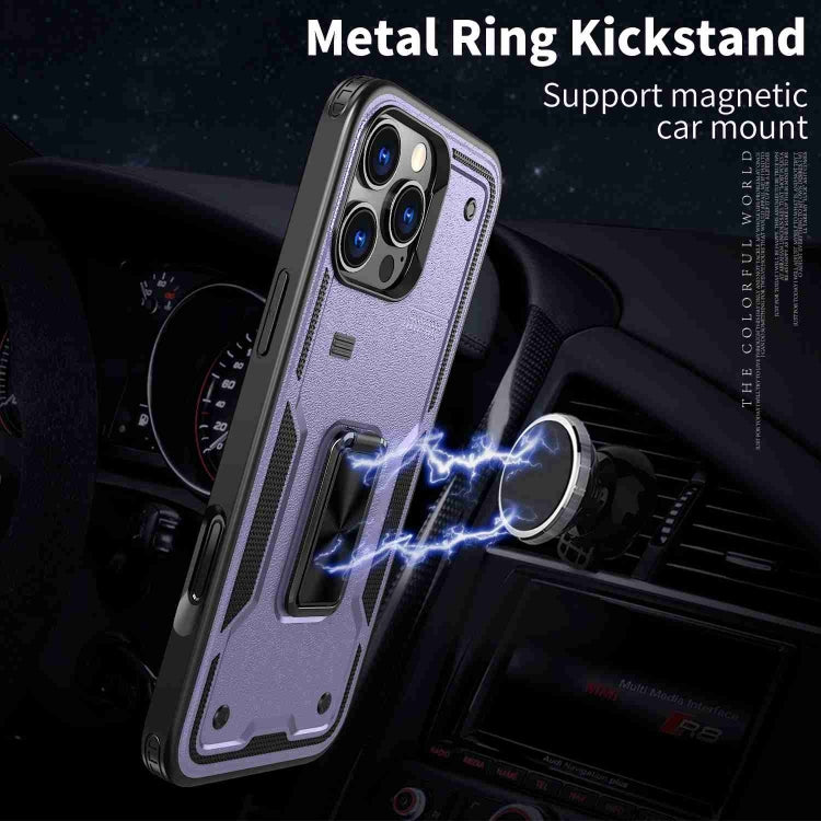 For iPhone 13 Ring Holder PC Hybrid TPU Phone Case